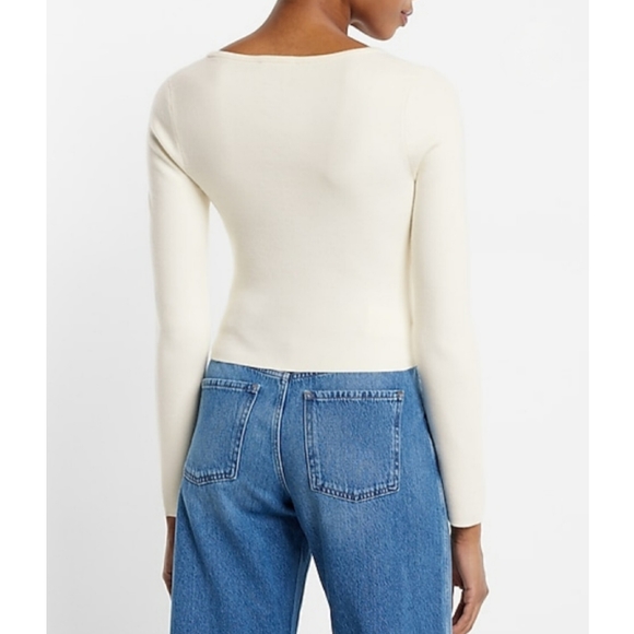 Square Neck Long Sleeve Sweater, Swan, Medium - Picture 4 of 11